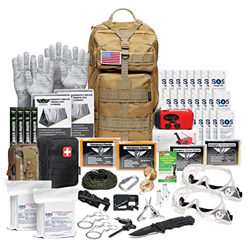 EVERLIT Complete 72 Hours Earthquake Bug Out Bag Emergency Survival Kit for Family. Be Prepared for Hurricanes, Floods, Tsunami, Other Disasters (2 Person Kit)