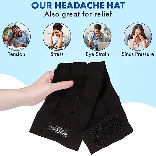 Headache Hat (X-Large) - Migraine and Headache Relief Wrap, Wearable Ice Pack, Soft and Flexible Cold Compress for Tension, Stress, and Pain, Long Lasting Cooling Ice Therapy