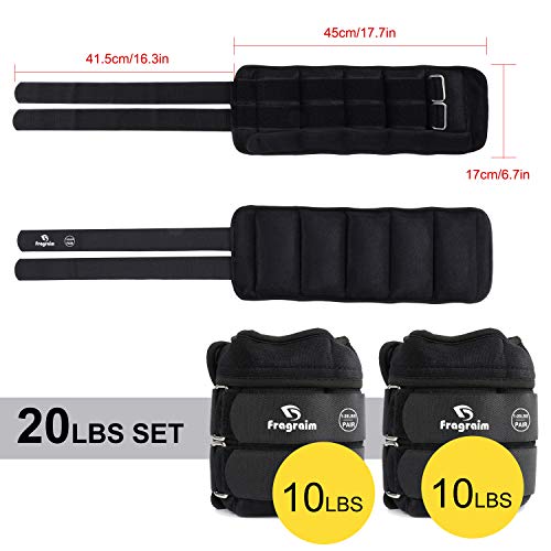 Fragraim Adjustable Ankle Weights 1-20 LBS Pair with Removable Weight for Jogging, Gymnastics, Aerobics, Physical Therapy, Resistance Training|Each 2-10 lbs, Total 20LBS, Black