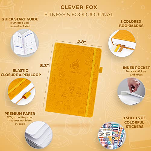 Clever Fox Fitness & Food Journal â Nutrition & Workout Planner for Women & Men â Diet & Gym Exercise Log Book with Calendars, Diet & Training Trackers - Undated, A5 Size, Hardcover (Amber Yellow)