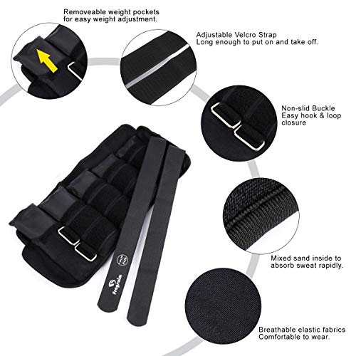 Fragraim Adjustable Ankle Weights 1-20 LBS Pair with Removable Weight for Jogging, Gymnastics, Aerobics, Physical Therapy, Resistance Training|Each 2-10 lbs, Total 20LBS, Black