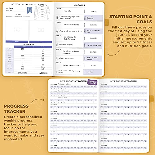 Clever Fox Fitness & Food Journal â Nutrition & Workout Planner for Women & Men â Diet & Gym Exercise Log Book with Calendars, Diet & Training Trackers - Undated, A5 Size, Hardcover (Amber Yellow)