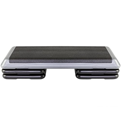 The Step (Made in USA) Original Aerobic Platform for Total Body Fitness â Health Club Size with Grey Platform and 4 Original Black Risers