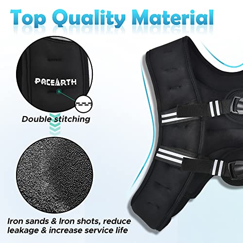 PACEARTH Weighted Vest with Ankle/Wrist Weights 6lbs-30lbs Body Weight Vest with Reflective Stripe, Size-Adjustable Workout Equipment for Strength Training, Walking, Jogging, Running for Men Women