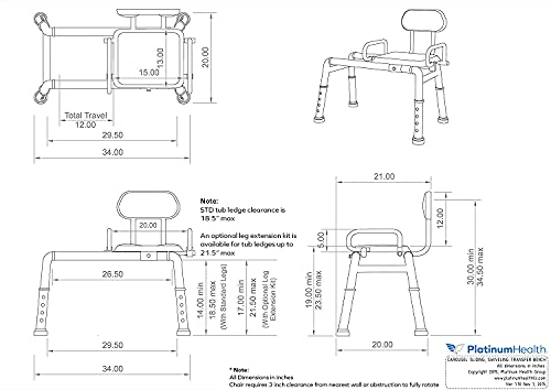 Carousel Sliding Transfer Bench with Swivel Seat. Premium PADDED Bath and Shower Chair with Pivoting Arms. Space Saving Design for Tubs and Shower.