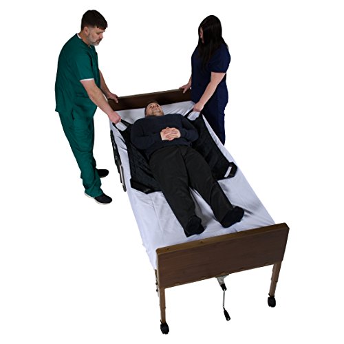 Patient Aid Positioning Sheet with Handles (PA450) for Moving and Turning Patients in Bed, with 3-Layer Nylon Fabric for Comfort and Protection, 4 Ergonomic Straps for Fast and Safe Repositioning