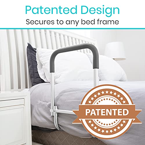Vive Bed Rail - Compact Assist Railing for Elderly Seniors, Handicap, Kids - Standing Bar Handle with Fall Prevention Guard - Adjustable Bedrail Cane fits King, Queen, Full, Twin - Stability Grab Bar