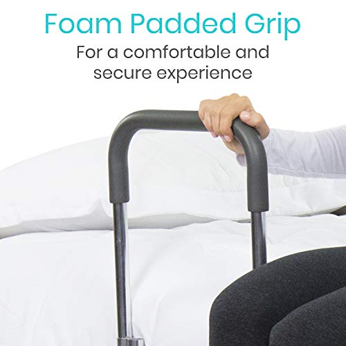 Vive Bed Rail - Compact Assist Railing for Elderly Seniors, Handicap, Kids - Standing Bar Handle with Fall Prevention Guard - Adjustable Bedrail Cane fits King, Queen, Full, Twin - Stability Grab Bar
