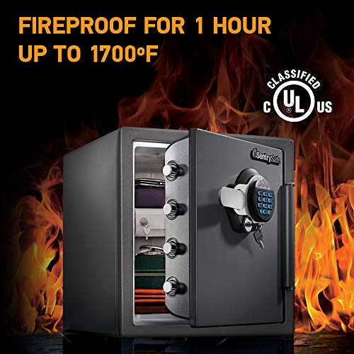 SentrySafe SFW123GDC Fireproof Waterproof Safe with Digital Keypad, 1.23 Cubic Feet, Gun Metal Gray