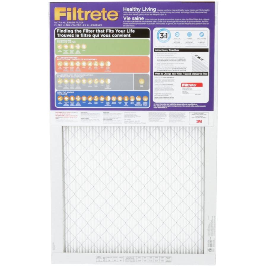Filtrete 16x25x1, AC Furnace Air Filter, MPR 1500, Healthy Living Ultra Allergen, 2-Pack (exact dimensions 15.69 x 24.69 x 0.78)