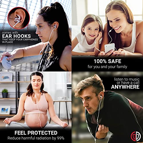 Atmosure Anti-Radiation Air Tube Headphones with Carry Case (99% EMF Reduction) â Safe, Radiation-Free Earbuds with Microphone â Cell Phone Protection for iPhone & Other Devices