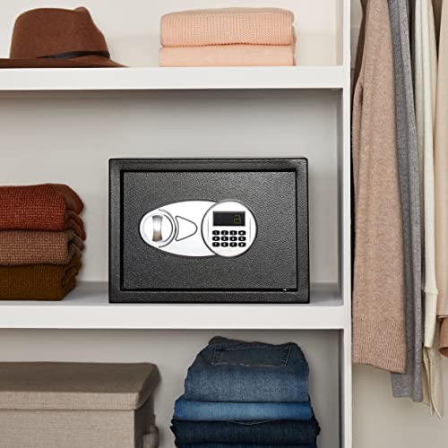 Amazon Basics Steel Security Safe and Lock Box with Electronic Keypad - Secure Cash, Jewelry, ID Documents - 0.5 Cubic Feet, 13.8 x 9.8 x 9.8 Inches