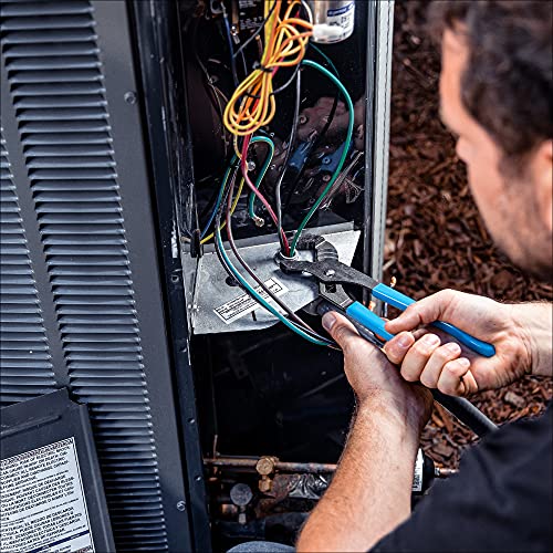 Channellock 430 Tongue & Groove Pliers | 10" Straight Jaw Groove Joint Plier with Comfort Grips | 2" Jaw Capacity | Laser Heat-Treated 90Â° Teeth| Forged From High Carbon Steel | Made In USA,Black, Blue, Silver,10-Inch