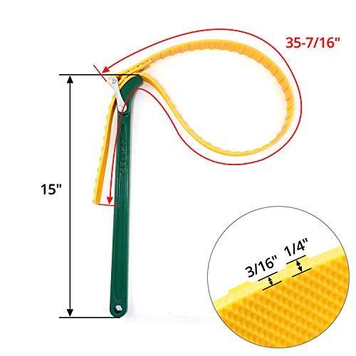 QWORK 15" Belt Strap Wrench, Multi-Purpose Adjustable Strap Oil Filter Strap Opener Wrench