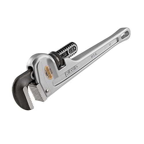 RIDGID 47057 Model 812 Aluminum Straight Pipe Wrench, 12-inch Plumbing Wrench , Small , Silver
