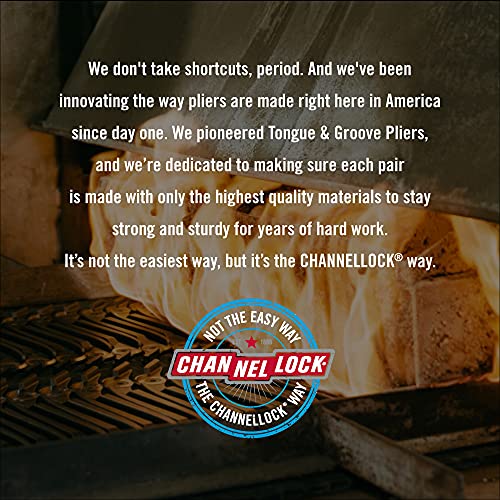 Channellock 430 Tongue & Groove Pliers | 10" Straight Jaw Groove Joint Plier with Comfort Grips | 2" Jaw Capacity | Laser Heat-Treated 90Â° Teeth| Forged From High Carbon Steel | Made In USA,Black, Blue, Silver,10-Inch