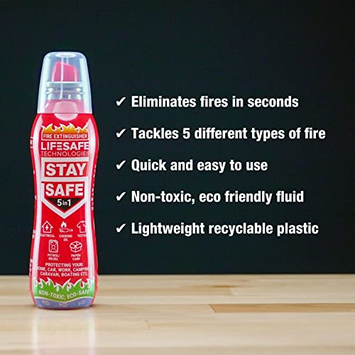 StaySafe 5-in-1 Fire Extinguisher | For Home, Kitchen, Car, Garage, Boat | The best small extinguisher that tackles 5 types of fire in seconds