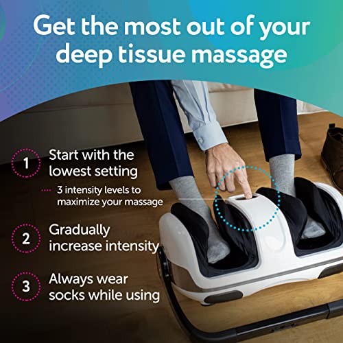 Cloud Massage Shiatsu Foot Massager Machine - Stress Relief Gifts - Deep Kneading Heated Massager - for Diabetic Foot Pain Relief, Neuropathy, Plantar Fasciitis, Feet & Calf Circulation (No Remote)