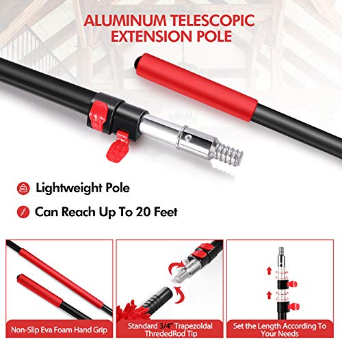 20 Foot High Reach Dusting Kit with 5-12 Foot Extension Pole // High Ceiling Duster with Telescopic Pole // Cobweb Duster // Microfiber Duster // Outdoor & Indoor Extendable Duster Cleaning Kit