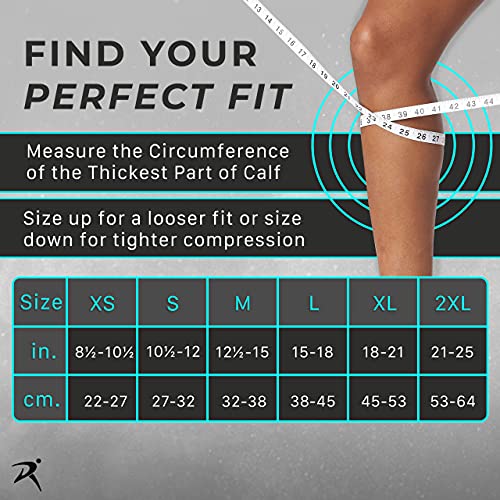 Rymora Leg Compression Sleeve, Calf Support Sleeves Legs Pain Relief for Men and Women, Comfortable and Secure Footless Socks for Fitness, Running, and Shin Splints â Black, Medium (One Pair)