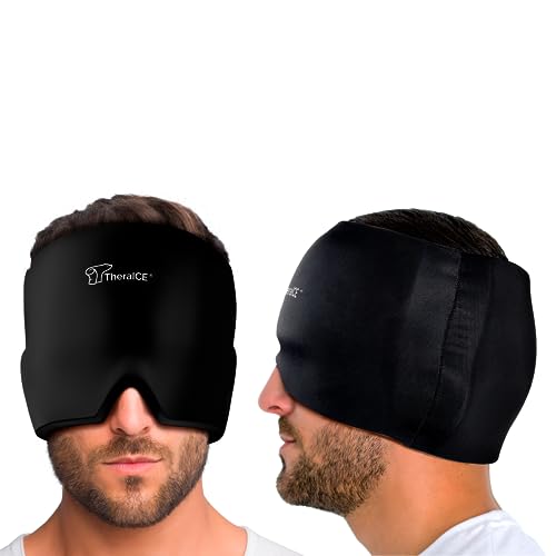 TheraICE Rx Form Fitting Gel Ice Headache / Migraine Relief Hat, Cold Therapy Migraine Relief Cap / Migraine Ice Head Wrap Ice Pack Mask, Cold Compress Headache Relief Cap for Tension, Sinus & Stress