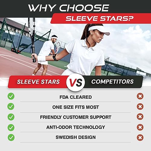 Sleeve Stars Tennis Elbow Brace for Women & Men, Tennis Elbow Strap Tendonitis Arm Band, Counterforce Brace & Elbow Band for Tendon Relief & Support w/ 3 Forearm Straps, Fits 9-23" (Single/Black)
