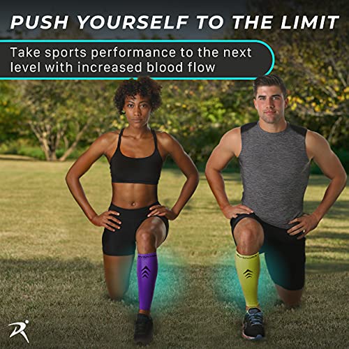 Rymora Leg Compression Sleeve, Calf Support Sleeves Legs Pain Relief for Men and Women, Comfortable and Secure Footless Socks for Fitness, Running, and Shin Splints â Black, Medium (One Pair)