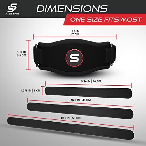 Sleeve Stars Tennis Elbow Brace for Women & Men, Tennis Elbow Strap Tendonitis Arm Band, Counterforce Brace & Elbow Band for Tendon Relief & Support w/ 3 Forearm Straps, Fits 9-23" (Single/Black)