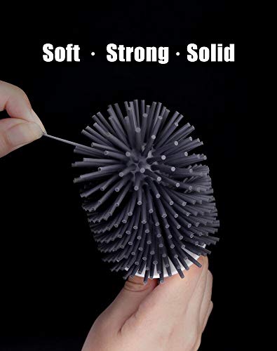 BOOMJOY Toilet Brush and Holder Set, Silicone Bristles Bathroom Cleaning Bowl Brush Kit with Tweezers - White