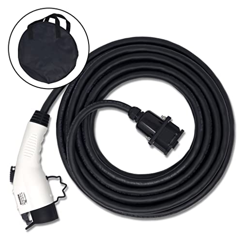 Inteset 30ft 40amp J1772 EV Extension Cord, Made in USA - for Electric Vehicle Charging Stations, Carrying Bag, Ultra-Flex Cable, UL Listed Parts