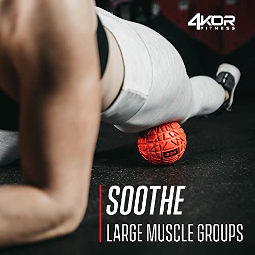 4KOR Massage Balls - Fitness, Physical Therapy, Deep Tissue Myofascial Release - Muscle Relief for Back, Neck, Shoulders, Foot Pain - Trigger Point Massager - 3 Firm Grip Mobility Rubber Roller Balls
