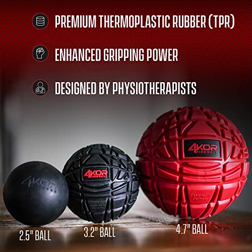 4KOR Massage Balls - Fitness, Physical Therapy, Deep Tissue Myofascial Release - Muscle Relief for Back, Neck, Shoulders, Foot Pain - Trigger Point Massager - 3 Firm Grip Mobility Rubber Roller Balls