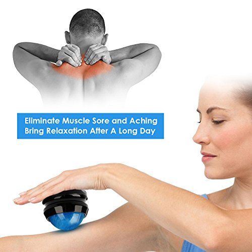 Manual Massage Ball Pain Relief Back Roller Massager Self Massage Therapy and Relax Full Body Tools for Sore Muscle Joint Pain Essential Oils or Lotion Relax (Blue)