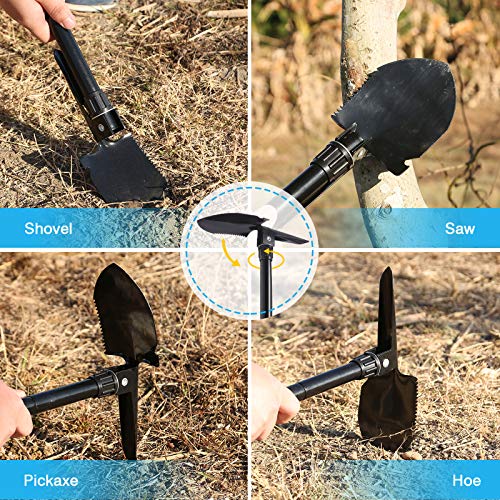 Roadside Emergency Car Kit with Jumper Cables, Auto Vehicle Safety Road Side Assistance Kits, Winter Car Kit Essentials for Women and Men, with Car Repair Tool Set, Folding Survival Shovel