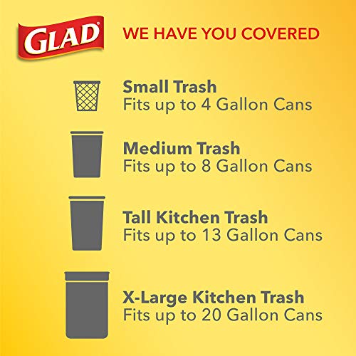 Glad ForceFlex Tall Kitchen Drawstring Trash Bags, 13 Gal, Fresh Clean Scent with Febreze, 110 Ct