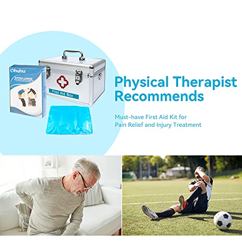 Ohuhu 2 Packs 14" X 11" Large Reusable Gel Ice Pack with Wrap for Hot & Cold Therapy, Ice Pack for Injuries, Pain Relief for Shoulder, Knee, Back, Hip, Aches (XL Light Blue Cold Pack)