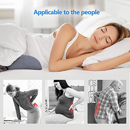 Lumbar Support Pillow for Sleeping, Heated Lower Back Support Pillow with Graphene Heating for Lower Back Pain Relief, Memory Foam Back Waist Cushion for Bed and Chair (Dark Grey)