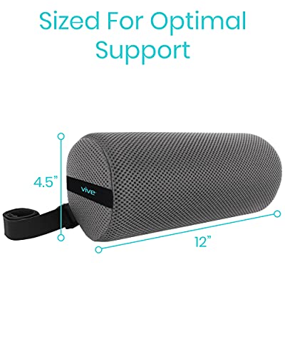 Vive Lumbar Roll - Cervical Cushion Support Pillow - Lower Back Pain Relief in Car, Office Chair, Computer - Firm Ergonomic Mesh Portable Travel Bolster - Thoracic Low Rest Posture Corrector Seat Pad