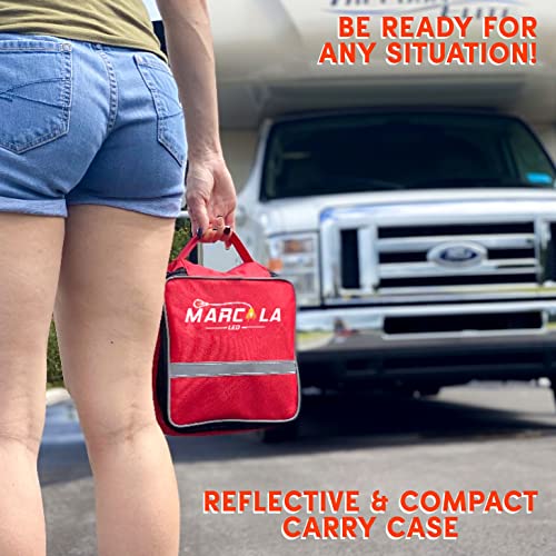 MARCALA Emergency Flares for Cars 12-Pack | Roadside Safety Discs | LED Safety Flare Emergency Lights | The only COMPLETE Safety Disc Kit w/ 2 Added Items! | Feel safer on the road!!