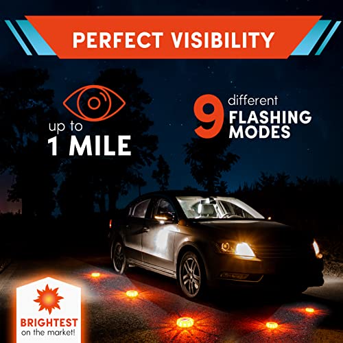 MARCALA Emergency Flares for Cars 12-Pack | Roadside Safety Discs | LED Safety Flare Emergency Lights | The only COMPLETE Safety Disc Kit w/ 2 Added Items! | Feel safer on the road!!