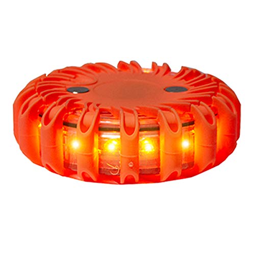 SpeedTech Lights 6 Pack of Rechargeable 16 LED Road Flare Disc Warning Beacon Emergency Flares for the Car, Truck, Bike, RV Vehicles - Roadside Emergency Kit w/ Charger & Carrying Case Included