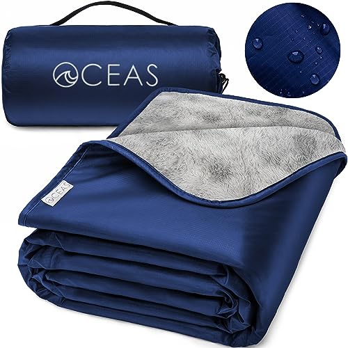 Oceas Large Waterproof Outdoor Blanket â Lightweight Camping Blankets for Cold Weather, Picnic, Stadium, Camp, & Car Use â Insulated Windproof, and Water Proof Blanket - Machine Washable Fleece