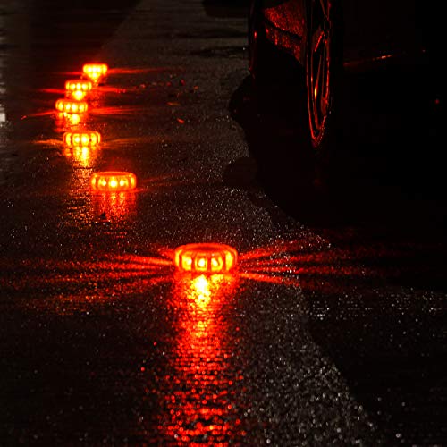 Linkitom 12 Pack LED Road Flare, Emergency Roadside Safety Beacon Disc Warning Flare Light Kit for Trucks, Vehicles & Boat