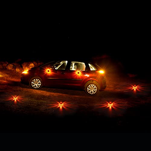 Linkitom 12 Pack LED Road Flare, Emergency Roadside Safety Beacon Disc Warning Flare Light Kit for Trucks, Vehicles & Boat