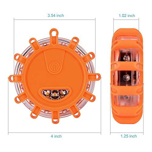 Linkitom 12 Pack LED Road Flare, Emergency Roadside Safety Beacon Disc Warning Flare Light Kit for Trucks, Vehicles & Boat
