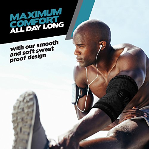 PowerLix Elbow Brace Compression Support (Pair) - Elbow Sleeve for Tendonitis, Tennis Elbow Brace and Golfers Elbow Treatment, Arthritis, Workouts, Weightlifting â Reduce Elbow Pain (Black, L)