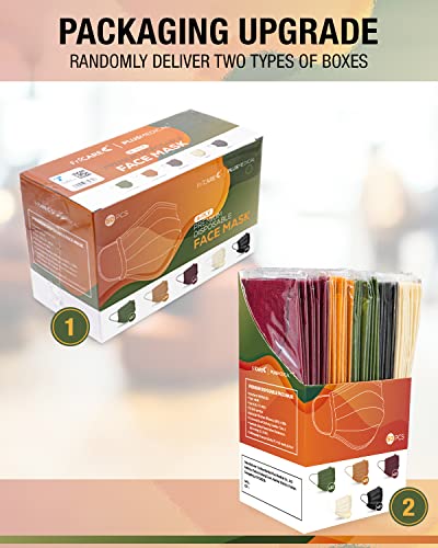 FriCARE Disposable Individually Wrapped Face Masks 4 Ply 50PCS, Colorful Breathable Safety Mask for Adults Women Man