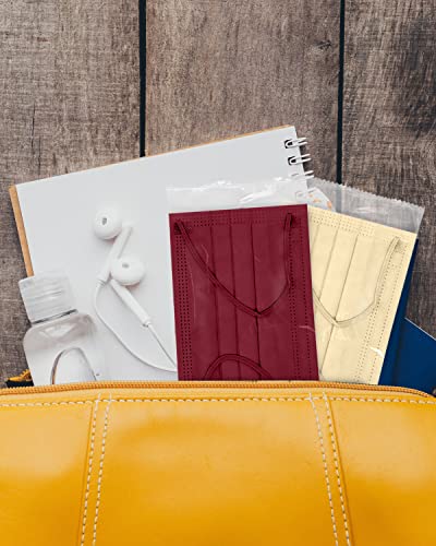 FriCARE Disposable Individually Wrapped Face Masks 4 Ply 50PCS, Colorful Breathable Safety Mask for Adults Women Man