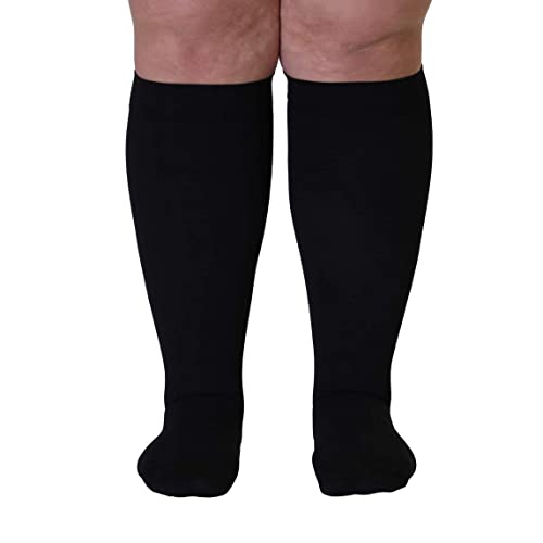 Made in USA Opaque Compression Socks Knee-Hi Closed Toe Support Hose 20-30mmHg - Unisex (3X-Large, Black)