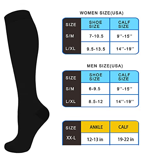 4 Pairs Copper Compression Socks for Women & Men Circulation 15-20 mmHg - Best Support for Nurses, Running